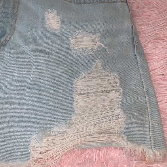Forever 21 Light Blue Distressed Denim Skirt - Picture 3 of 15